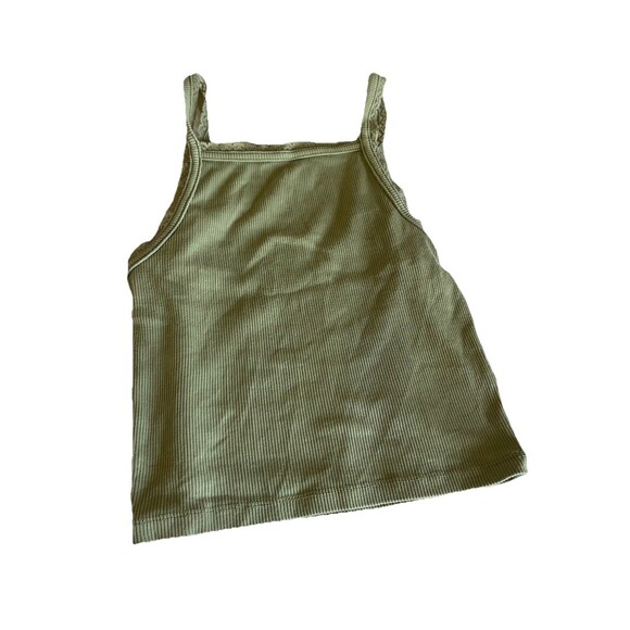 American Eagle Olive Green Lace Trim Tank Small Layering Crop Twee - Picture 2 of 5